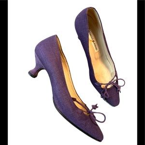 Manolo Blahnik Kitten Heel Shoes Purple Size 37.5